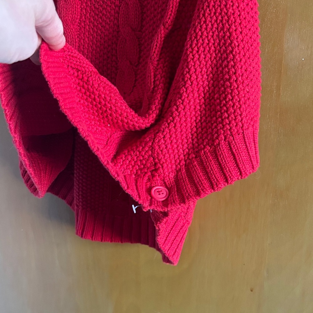 Carter's Vibrant Red Cable Knit Poncho View 3
